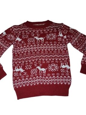 Stitch & Stone Red Reindeer Fair Isle Holiday Sweater